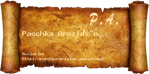Paschka Arszlán névjegykártya